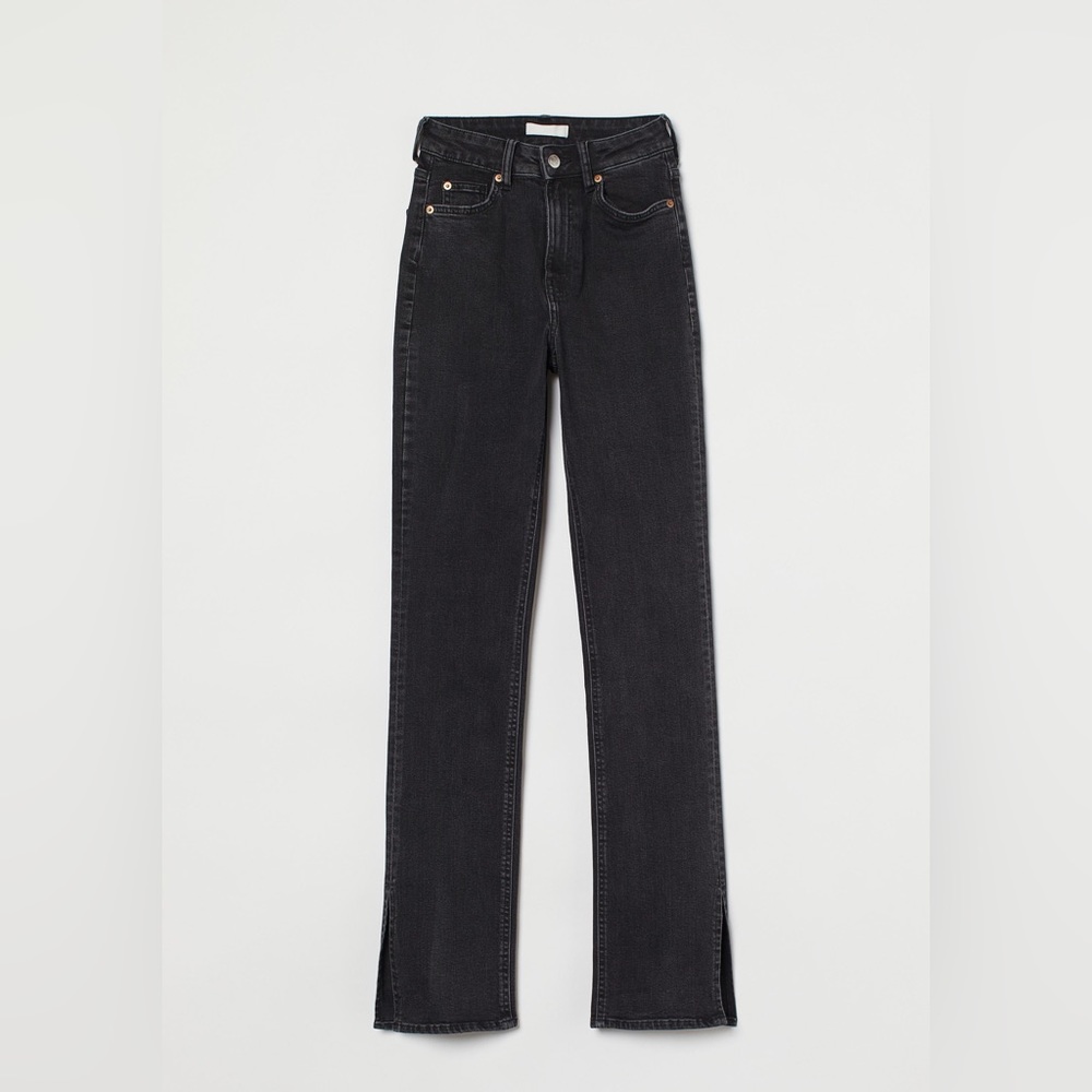 H&M Black Slim High Split Jeans Sz 2 NWT
